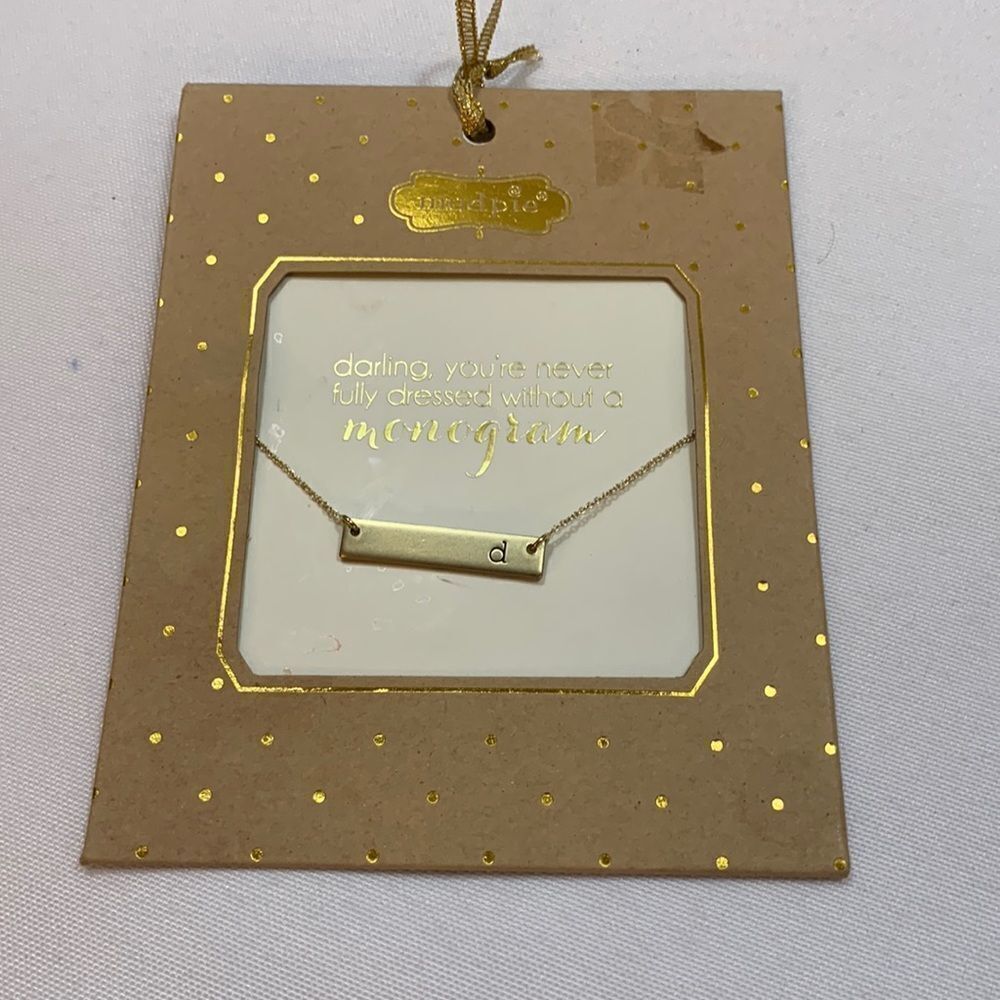 Mud Pie Chelsea bar initial “d” 16 inch necklace goldtone